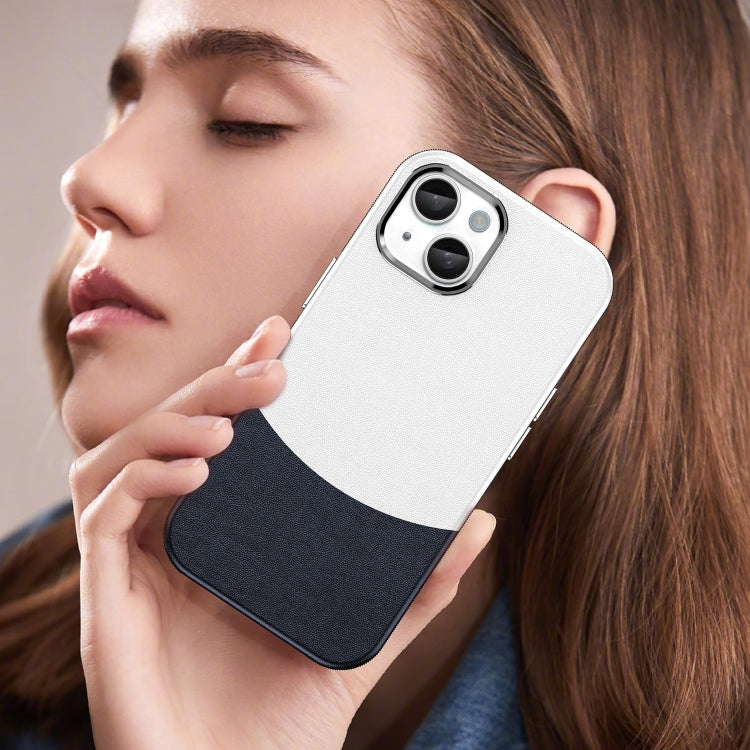 For iPhone 14 Leather Texture MagSafe Magnetic TPU + PC Phone Case(Dark Blue) by buy2fix