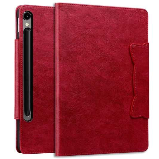 For Samsung Galaxy Tab S11/S10 Lite/S9 FE/S9/S8 Cat Buckle Leather Smart Tablet Case(Red) by buy2fix