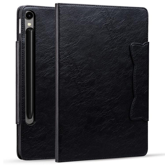 For Samsung Galaxy Tab S10 FE+ Cat Buckle Leather Tablet Case(Black) - Galaxy Tab S10 FE+ by buy2fix | Online Shopping UK | buy2fix