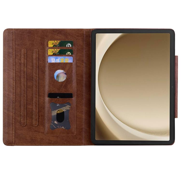 For Samsung Galaxy Tab S10 FE+ Cat Buckle Leather Tablet Case(Brown) - Galaxy Tab S10 FE+ by buy2fix | Online Shopping UK | buy2fix