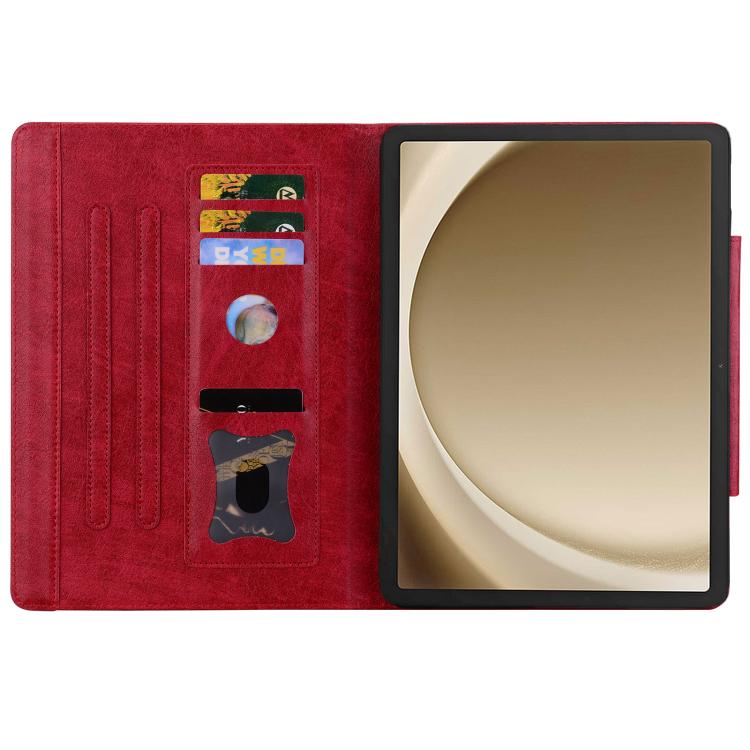 For Samsung Galaxy Tab S10 FE+ Cat Buckle Leather Tablet Case(Red) - Galaxy Tab S10 FE+ by buy2fix | Online Shopping UK | buy2fix