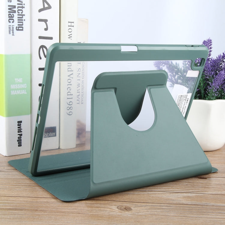 For iPad 10.2 2021 / 2020 / 2019 / Air 3 GEBEI Acrylic TPU 3-folding Rotating Smart Tablet Leather Case withh Pen Slot(Dark Green) - iPad 10.2 Cases by GEBEI | Online Shopping UK | buy2fix