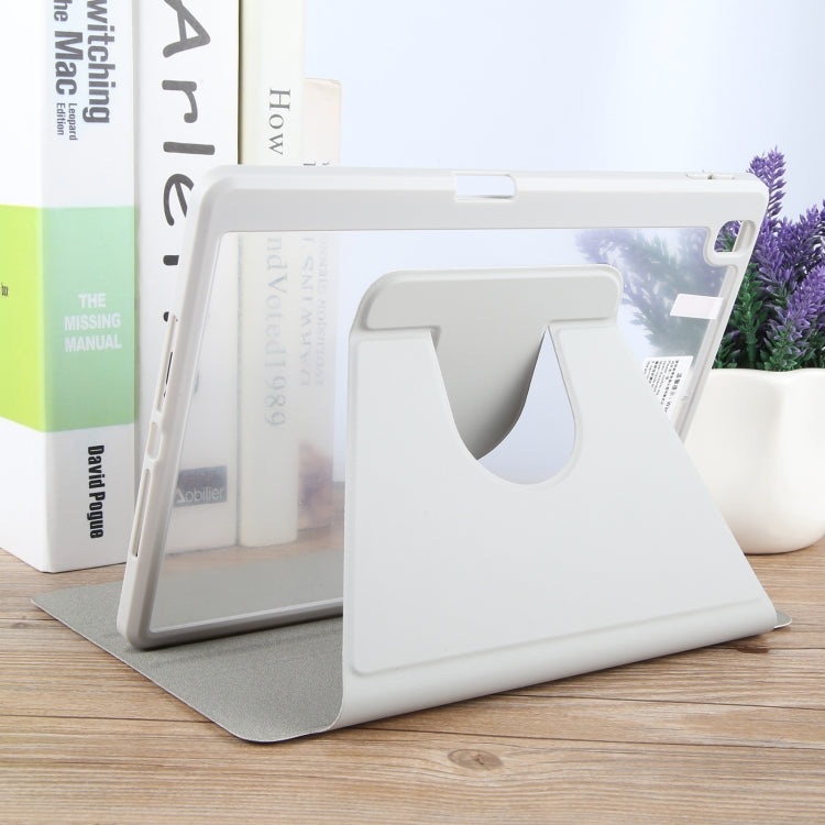 For iPad 10.2 2021 / 2020 / 2019 / Air 3 GEBEI Acrylic TPU 3-folding Rotating Smart Tablet Leather Case withh Pen Slot(Grey) - iPad 10.2 Cases by GEBEI | Online Shopping UK | buy2fix