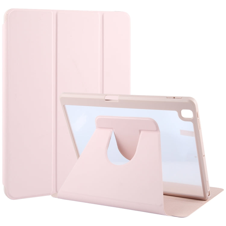 For iPad 10.2 2021 / 2020 / 2019 / Air 3 GEBEI Acrylic TPU 3-folding Rotating Smart Tablet Leather Case withh Pen Slot(Pink) - iPad 10.2 Cases by GEBEI | Online Shopping UK | buy2fix