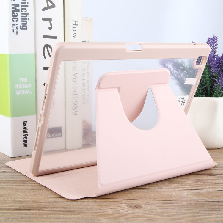 For iPad 10.2 2021 / 2020 / 2019 / Air 3 GEBEI Acrylic TPU 3-folding Rotating Smart Tablet Leather Case withh Pen Slot(Pink) - iPad 10.2 Cases by GEBEI | Online Shopping UK | buy2fix