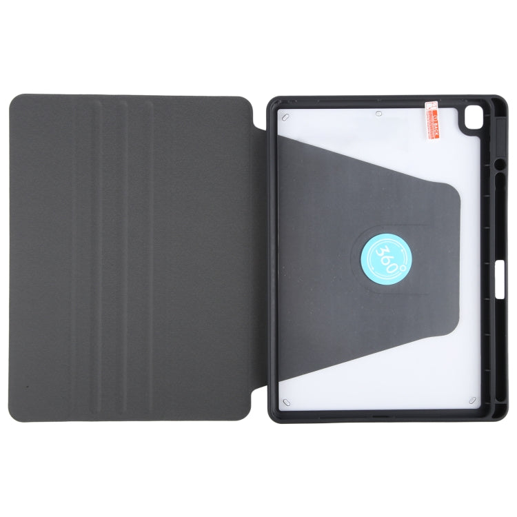 For iPad 10.2 2021 / 2020 / 2019 / Air 3 GEBEI Acrylic TPU 3-folding Rotating Smart Tablet Leather Case withh Pen Slot(Black) - iPad 10.2 Cases by GEBEI | Online Shopping UK | buy2fix