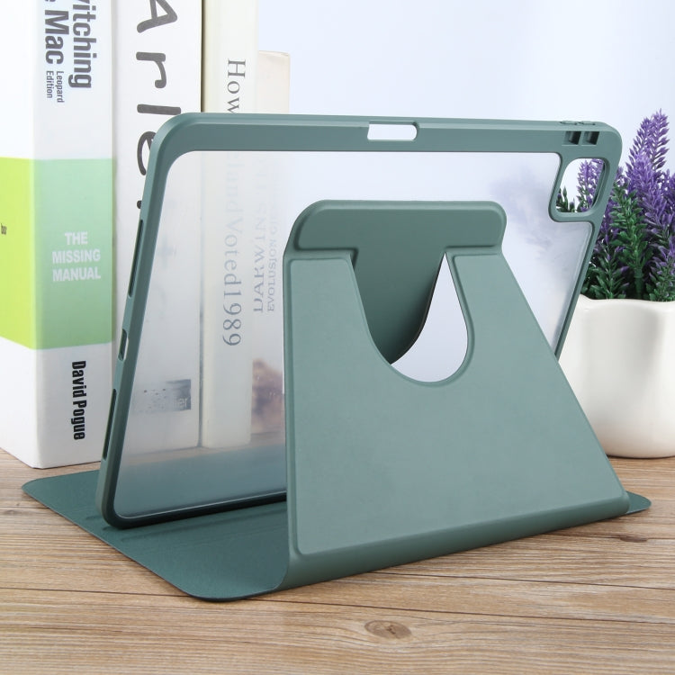 For iPad Pro 11 2022 / 2021 / 2020 GEBEI Acrylic TPU 3-folding Rotating Smart Tablet Leather Case withh Pen Slot(Dark Green) - iPad Pro 11 (2022/2021) Cases by GEBEI | Online Shopping UK | buy2fix