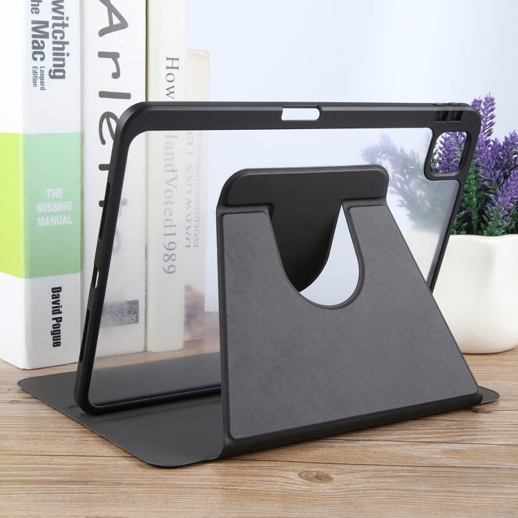 For iPad Air 11 2025 / 2024 / Air 5 GEBEI Acrylic TPU 3-folding Rotating Smart Tablet Leather Case withh Pen Slot(Black) by GEBEI