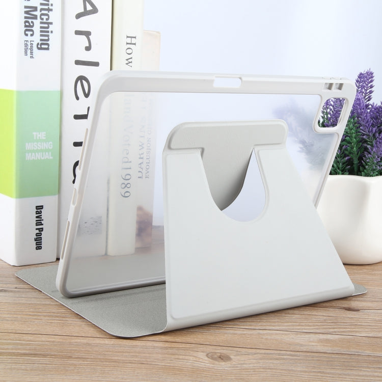 For iPad Air 13 2025 / 2024 GEBEI Acrylic TPU 3-folding Rotating Smart Tablet Leather Case withh Pen Slot(Grey) by GEBEI