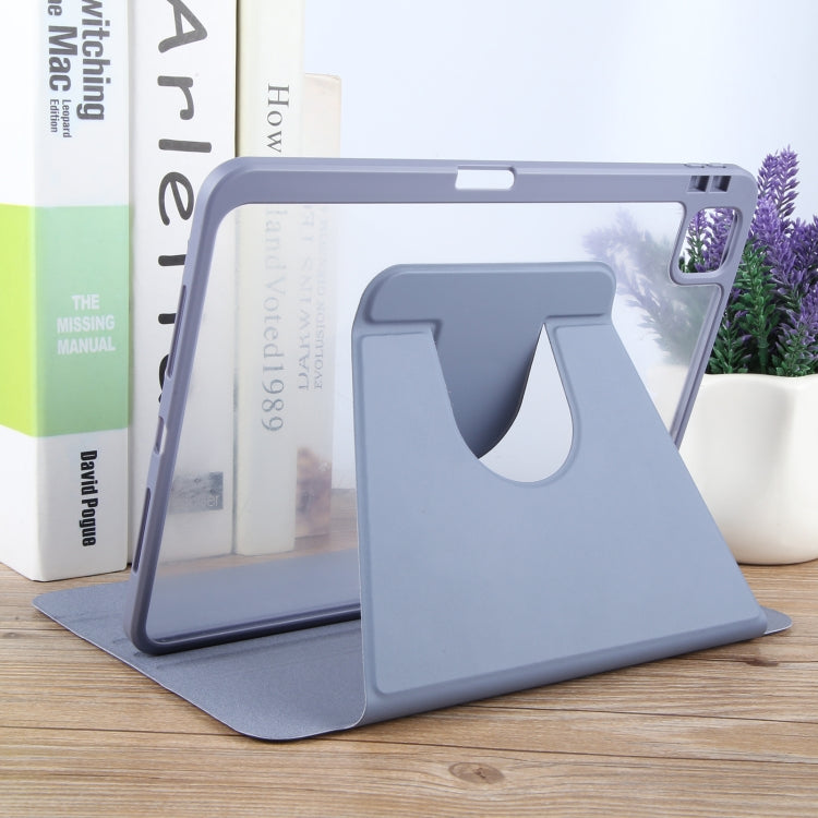 For iPad Pro 12.9 2022 / 2021 / 2020 GEBEI Acrylic TPU 3-folding Rotating Smart Tablet Leather Case withh Pen Slot(Light Purple) - iPad Pro 12.9 (2020) Cases by GEBEI | Online Shopping UK | buy2fix