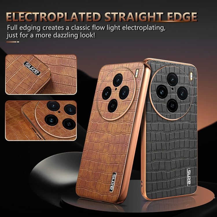 For vivo X100 Pro 5G / X100s Pro AZNS Electroplated Frame Crocodile Texture Full Coverage Phone Case(Blue) - vivo Cases by AZNS | Online Shopping UK | buy2fix