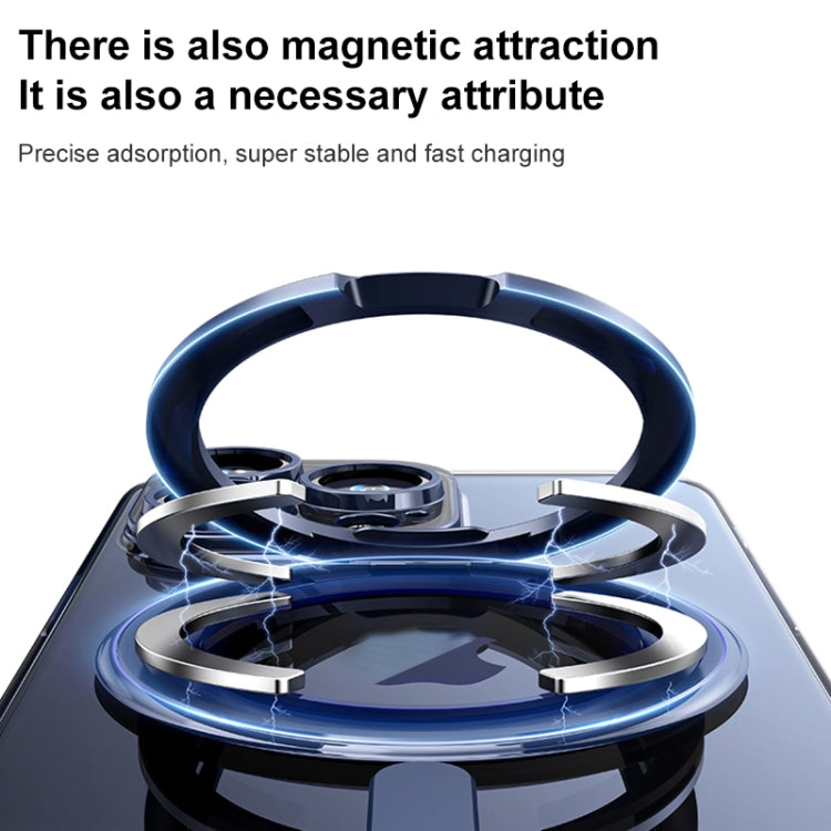 For iPhone 15 Pro Plating PC 360 Ring Holder Magsafe Phone Case(Transparent) - iPhone 15 Pro Cases by buy2fix | Online Shopping UK | buy2fix
