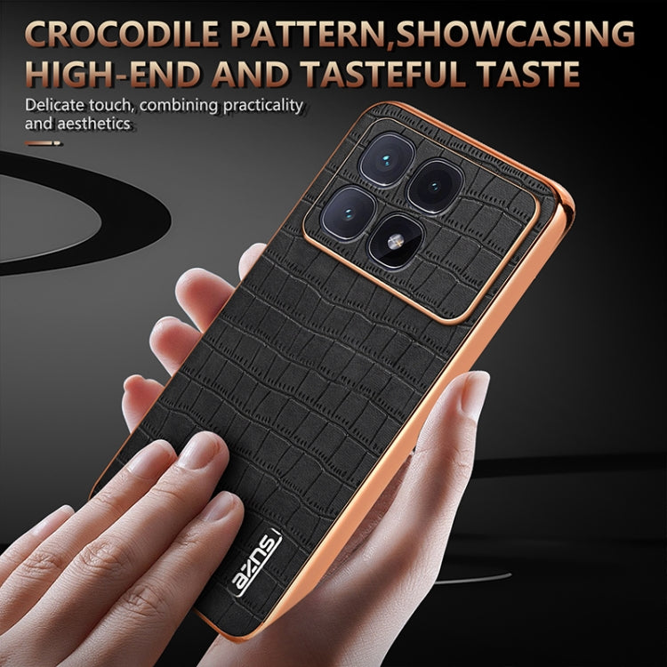 For Redmi K70 Ultra AZNS Electroplated Frame Crocodile Texture Full Coverage Phone Case(White) by AZNS