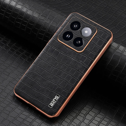 For Xiaomi 14 Pro AZNS Electroplated Frame Crocodile Texture Full Coverage Phone Case(Black) by AZNS
