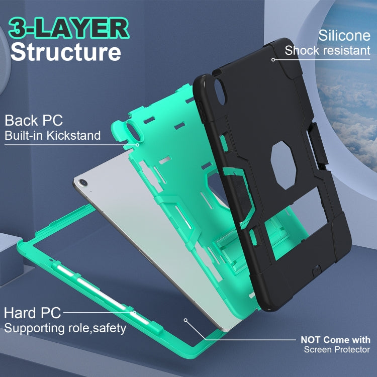 For iPad Air 13 2025 / 2024 Contrast Color Silicone Acrylic PC Tablet Case with Holder(Black Mint Green) - iPad Air 13 2025 / 2024 Cases by buy2fix | Online Shopping UK | buy2fix