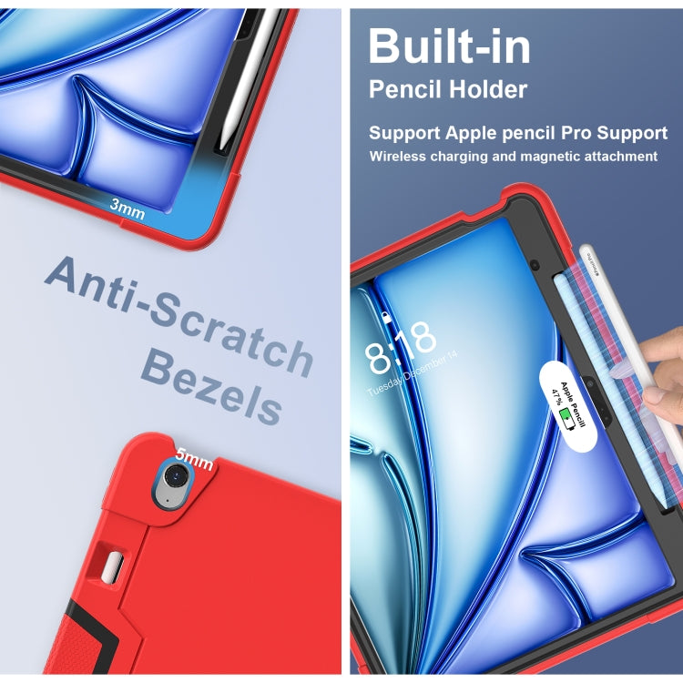 For iPad Air 13 2025 / 2024 Contrast Color Silicone Acrylic PC Tablet Case with Holder(Red Black) - iPad Air 13 2025 / 2024 Cases by buy2fix | Online Shopping UK | buy2fix