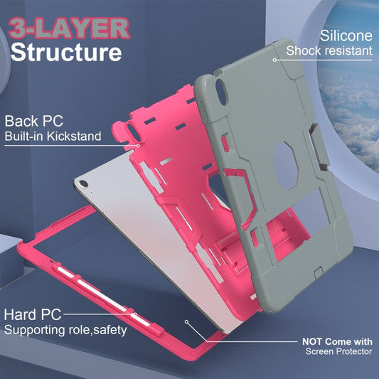 For iPad Air 13 2025 / 2024 Contrast Color Silicone Acrylic PC Tablet Case with Holder(Grey Rose Red) by buy2fix
