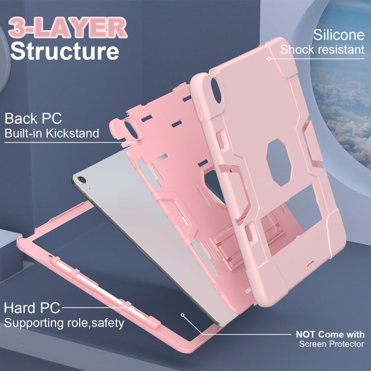 For iPad Air 13 2025 / 2024 Contrast Color Silicone Acrylic PC Tablet Case with Holder(Rose Gold) - iPad Air 13 2025 / 2024 Cases by buy2fix | Online Shopping UK | buy2fix