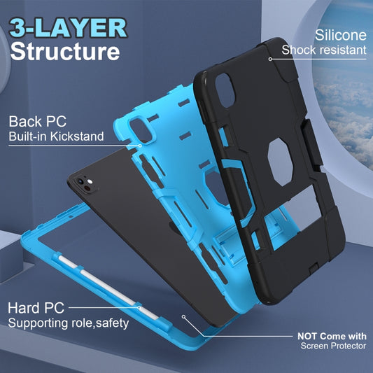 For iPad Pro 13 2025 / 2024 Contrast Color Silicone Acrylic PC Tablet Case with Holder(Black Blue) by buy2fix