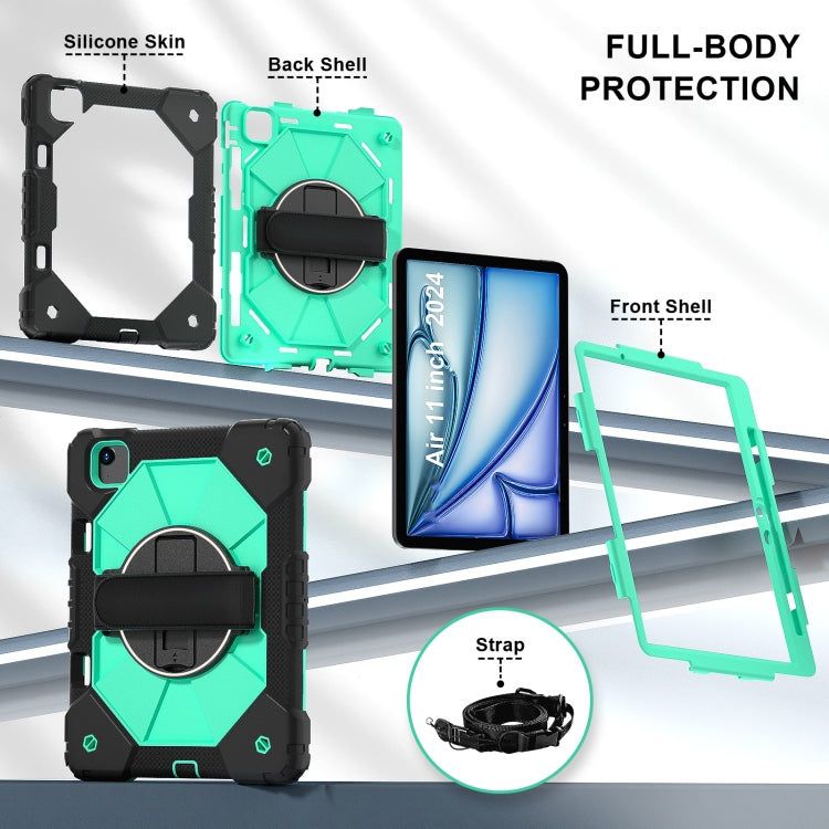 For iPad Air 11 2025 / 2024 Contrast Color Robot Silicone Hybrid PC Tablet Case(Black Mint Green) - iPad Air 11 2025 / 2024 Cases by buy2fix | Online Shopping UK | buy2fix