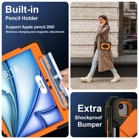 For iPad Air 11 2025 / 2024 Contrast Color Robot Silicone Hybrid PC Tablet Case(Black Orange) by buy2fix