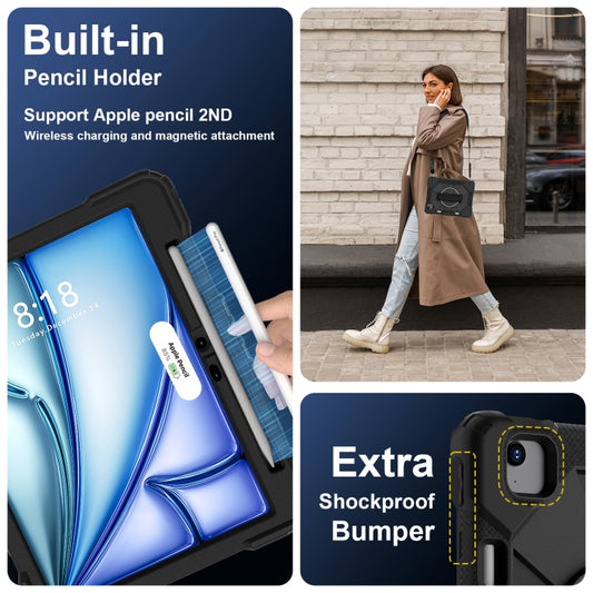 For iPad Air 11 2025 / 2024 Contrast Color Robot Silicone Hybrid PC Tablet Case(Black) by buy2fix