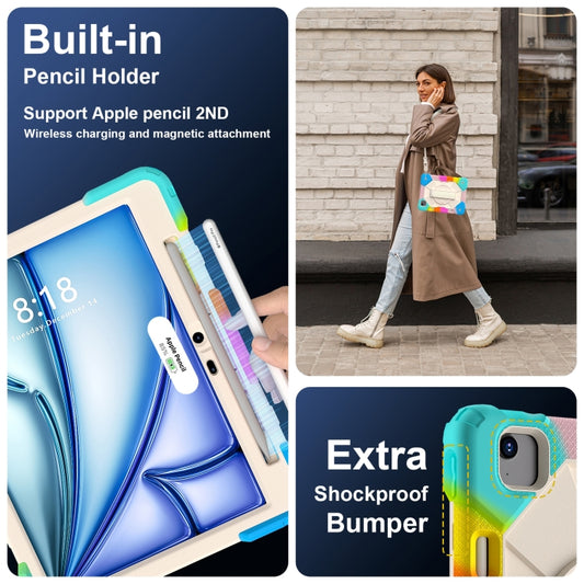 For iPad Air 11 2025 / 2024 Contrast Color Robot Silicone Hybrid PC Tablet Case(Colorful Blue) by buy2fix