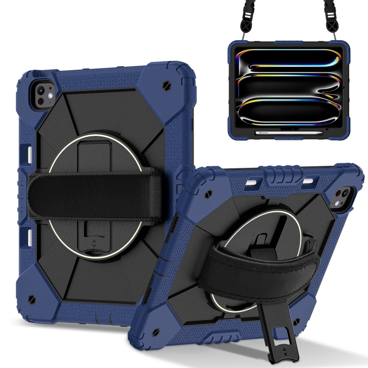 For iPad Pro 13 2024 Contrast Color Robot Silicone Hybrid PC Tablet Case(Navy Black) - iPad Pro 13 2024 Cases by buy2fix | Online Shopping UK | buy2fix