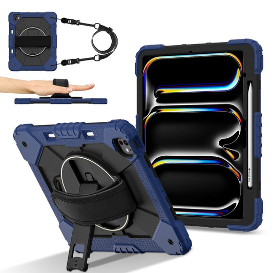 For iPad Pro 13 2024 Contrast Color Robot Silicone Hybrid PC Tablet Case(Navy Black) - iPad Pro 13 2024 Cases by buy2fix | Online Shopping UK | buy2fix