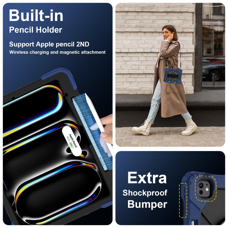 For iPad Pro 13 2024 Contrast Color Robot Silicone Hybrid PC Tablet Case(Navy Black) - iPad Pro 13 2024 Cases by buy2fix | Online Shopping UK | buy2fix