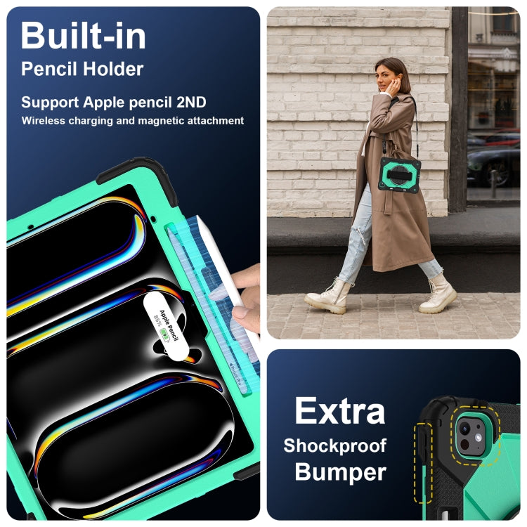 For iPad Pro 13 2024 Contrast Color Robot Silicone Hybrid PC Tablet Case(Black Mint Green) - iPad Pro 13 2024 Cases by buy2fix | Online Shopping UK | buy2fix