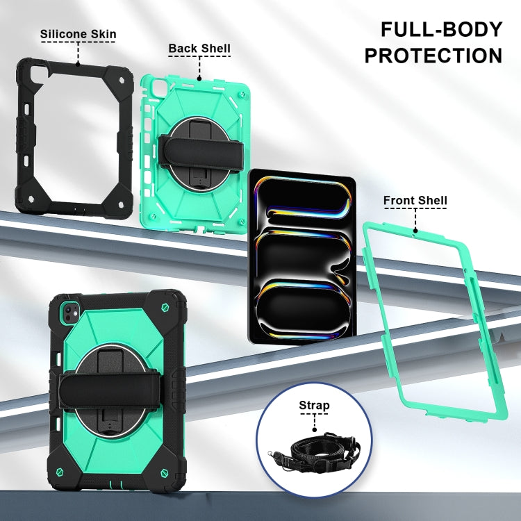 For iPad Pro 13 2024 Contrast Color Robot Silicone Hybrid PC Tablet Case(Black Mint Green) - iPad Pro 13 2024 Cases by buy2fix | Online Shopping UK | buy2fix