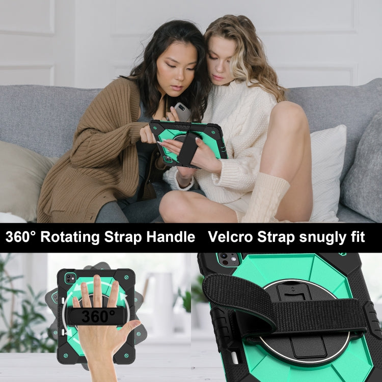 For iPad Pro 13 2024 Contrast Color Robot Silicone Hybrid PC Tablet Case(Black Mint Green) - iPad Pro 13 2024 Cases by buy2fix | Online Shopping UK | buy2fix