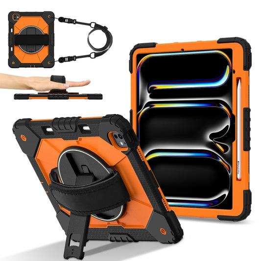 For iPad Pro 13 2024 Contrast Color Robot Silicone Hybrid PC Tablet Case(Black Orange) - iPad Pro 13 2024 Cases by buy2fix | Online Shopping UK | buy2fix