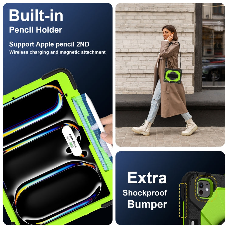For iPad Pro 13 2024 Contrast Color Robot Silicone Hybrid PC Tablet Case(Black Yellow Green) - iPad Pro 13 2024 Cases by buy2fix | Online Shopping UK | buy2fix