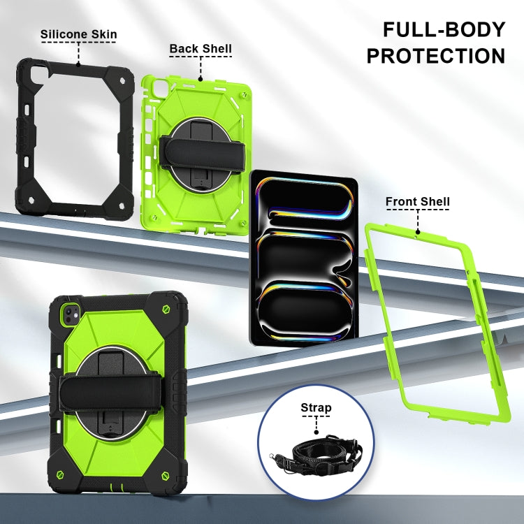 For iPad Pro 13 2024 Contrast Color Robot Silicone Hybrid PC Tablet Case(Black Yellow Green) - iPad Pro 13 2024 Cases by buy2fix | Online Shopping UK | buy2fix