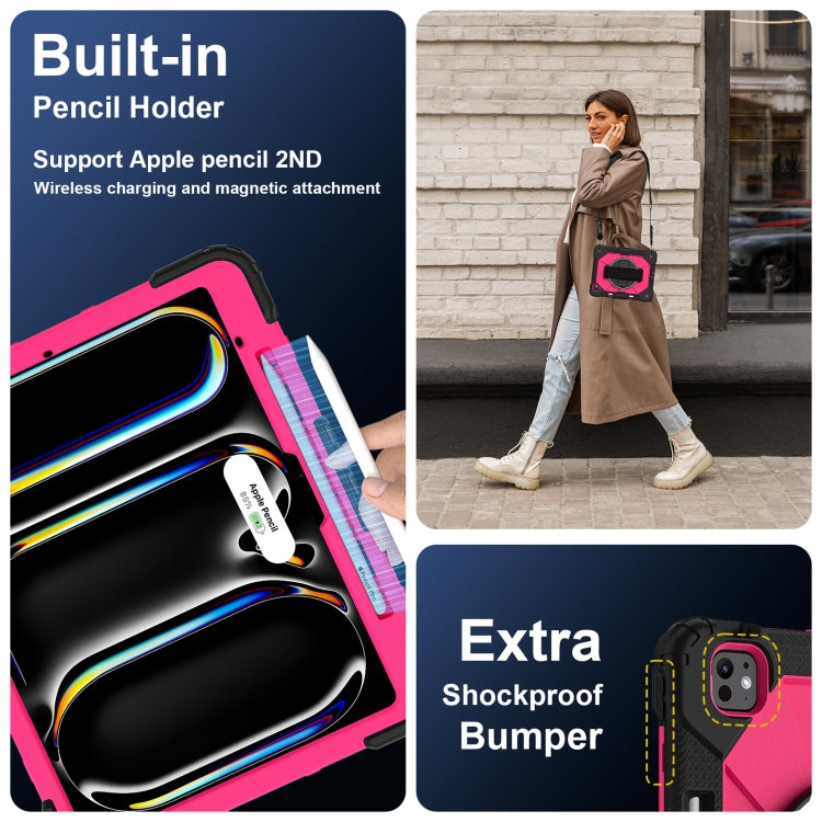 For iPad Pro 13 2024 Contrast Color Robot Silicone Hybrid PC Tablet Case(Black Rose Red) - iPad Pro 13 2024 Cases by buy2fix | Online Shopping UK | buy2fix