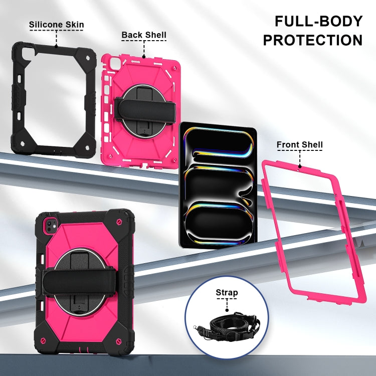 For iPad Pro 13 2024 Contrast Color Robot Silicone Hybrid PC Tablet Case(Black Rose Red) - iPad Pro 13 2024 Cases by buy2fix | Online Shopping UK | buy2fix