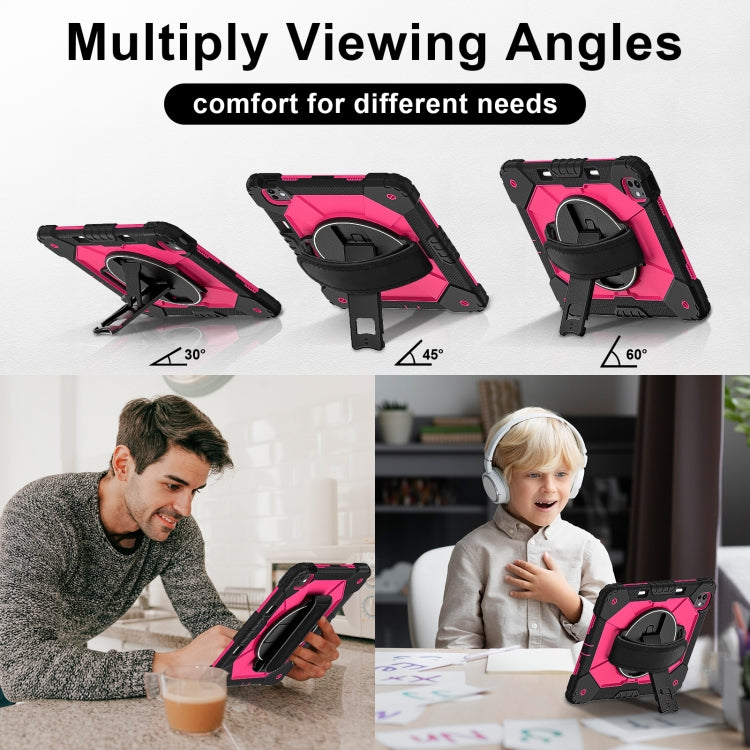 For iPad Pro 13 2024 Contrast Color Robot Silicone Hybrid PC Tablet Case(Black Rose Red) - iPad Pro 13 2024 Cases by buy2fix | Online Shopping UK | buy2fix