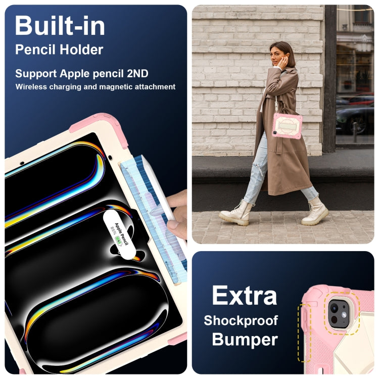 For iPad Pro 13 2024 Contrast Color Robot Silicone Hybrid PC Tablet Case(Rose Gold Beige) - iPad Pro 13 2024 Cases by buy2fix | Online Shopping UK | buy2fix