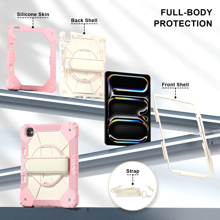 For iPad Pro 13 2024 Contrast Color Robot Silicone Hybrid PC Tablet Case(Rose Gold Beige) - iPad Pro 13 2024 Cases by buy2fix | Online Shopping UK | buy2fix