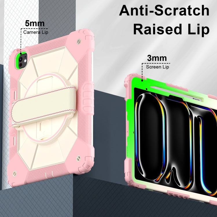 For iPad Pro 13 2024 Contrast Color Robot Silicone Hybrid PC Tablet Case(Rose Gold Beige) - iPad Pro 13 2024 Cases by buy2fix | Online Shopping UK | buy2fix