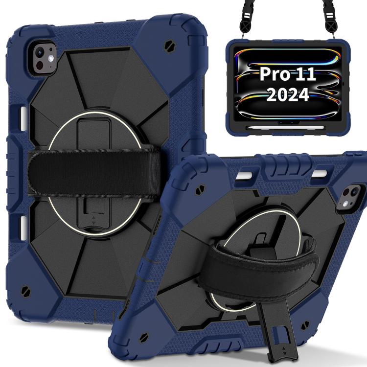 For iPad Pro 11 2024 Contrast Color Robot Silicone Hybrid PC Tablet Case(Navy Black) - iPad Pro 11 2024 Cases by buy2fix | Online Shopping UK | buy2fix