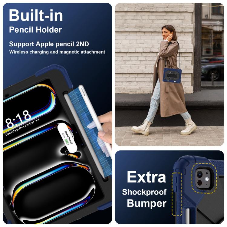 For iPad Pro 11 2024 Contrast Color Robot Silicone Hybrid PC Tablet Case(Navy Black) - iPad Pro 11 2024 Cases by buy2fix | Online Shopping UK | buy2fix