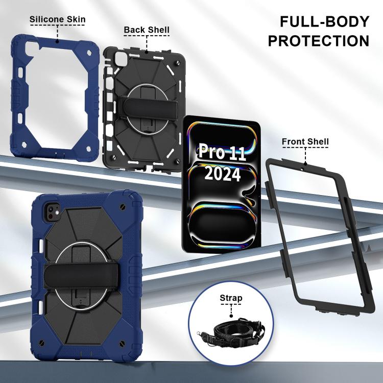 For iPad Pro 11 2024 Contrast Color Robot Silicone Hybrid PC Tablet Case(Navy Black) - iPad Pro 11 2024 Cases by buy2fix | Online Shopping UK | buy2fix