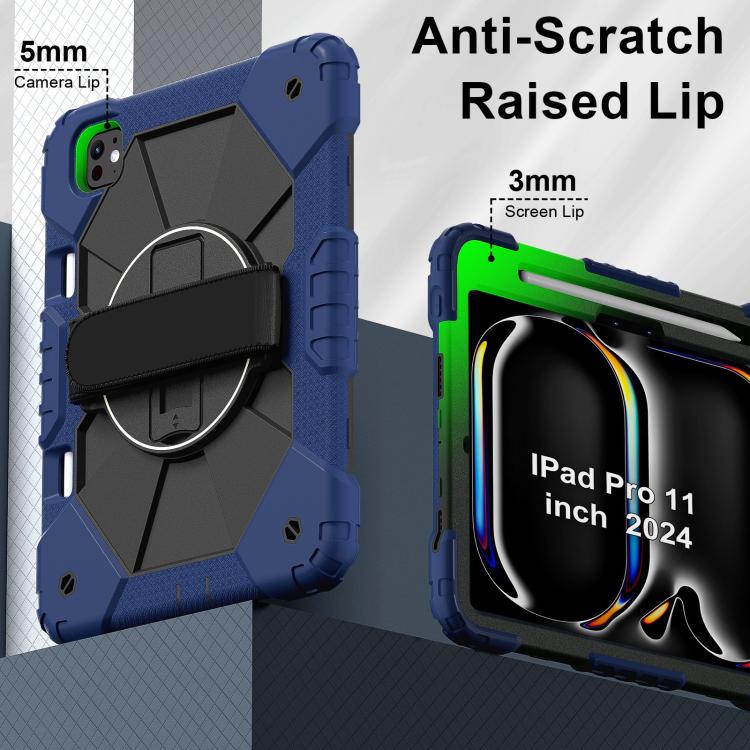 For iPad Pro 11 2024 Contrast Color Robot Silicone Hybrid PC Tablet Case(Navy Black) - iPad Pro 11 2024 Cases by buy2fix | Online Shopping UK | buy2fix