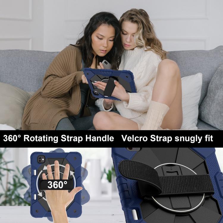 For iPad Pro 11 2024 Contrast Color Robot Silicone Hybrid PC Tablet Case(Navy Black) - iPad Pro 11 2024 Cases by buy2fix | Online Shopping UK | buy2fix