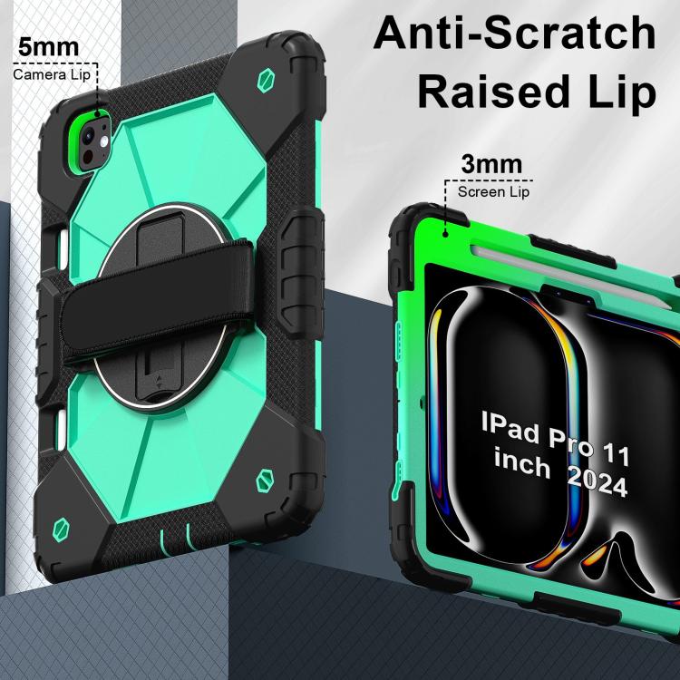 For iPad Pro 11 2024 Contrast Color Robot Silicone Hybrid PC Tablet Case(Black Mint Green) - iPad Pro 11 2024 Cases by buy2fix | Online Shopping UK | buy2fix