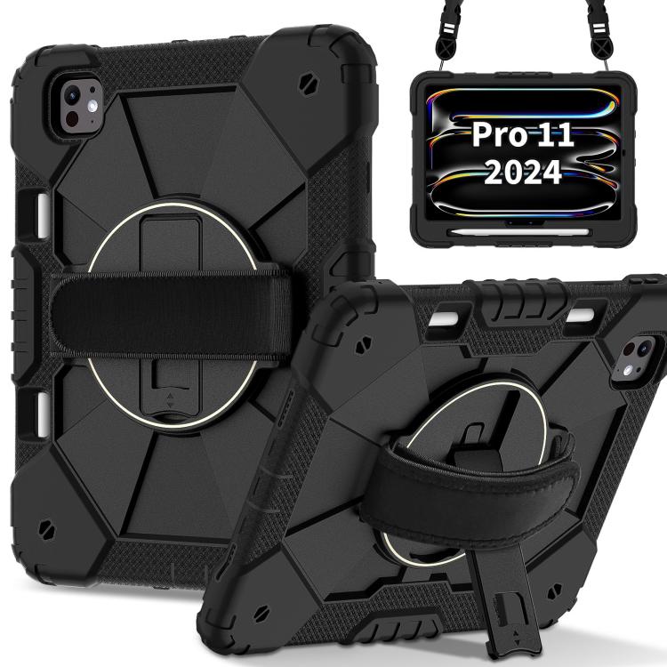 For iPad Pro 11 2024 Contrast Color Robot Silicone Hybrid PC Tablet Case(Black) - iPad Pro 11 2024 Cases by buy2fix | Online Shopping UK | buy2fix