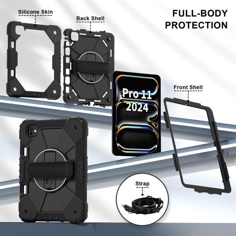 For iPad Pro 11 2024 Contrast Color Robot Silicone Hybrid PC Tablet Case(Black) - iPad Pro 11 2024 Cases by buy2fix | Online Shopping UK | buy2fix